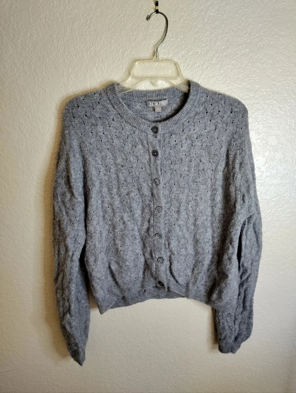 J. Crew Supersoft pointelle bubble-hem cardigan Sz Xs